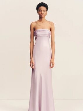 Shona Joy Strapless Satin Maxi Gown in Lilac